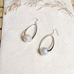 Елегантни дамски висящи обеци Бети със сребриста основа