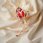 блестящата, масивна и изключително красива дамска брошка 'Кристална роза'.