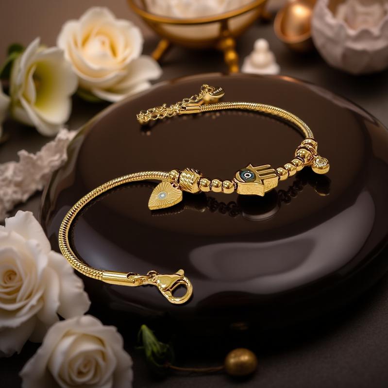 Гривна от стомана с камък. око против уроки и сърце "Мани"