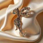 Ръчно изработена дамска брошка "Панделка", идеална за елегантни и романтични поводи.