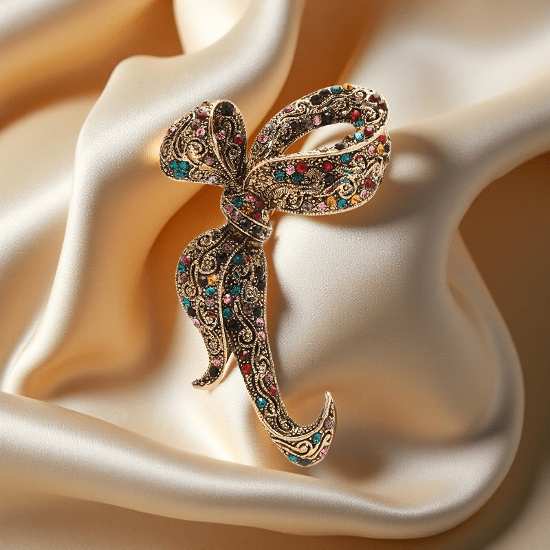 Ръчно изработена дамска брошка "Панделка", идеална за елегантни и романтични поводи.