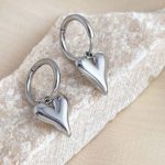 дамски обеци халки медицинска стомана обемно висящо сърце